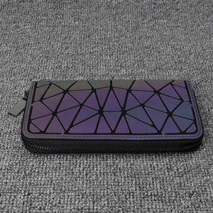 Newest Geometric Wallet Women Long Clutch Wallet Luminous Wallets For Women Standard Zipper Wallets Noctilucent Purse Cards Bag