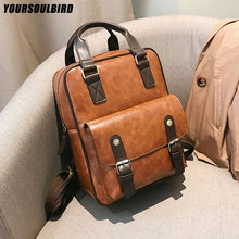 Load image into Gallery viewer, 2019 mochila anti theft school bags waterproof travel vintage laptop brown leather