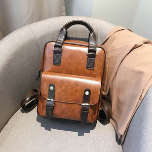 2019 mochila anti theft school bags waterproof travel vintage laptop brown leather