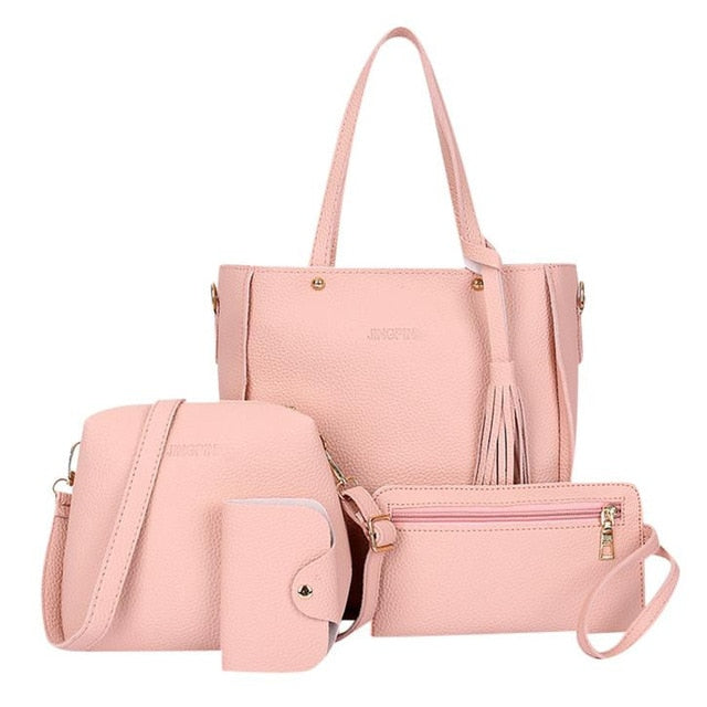 4PC Set Handbag Shoulder bags for women 2019 coin Purses Clutch toilettas crossbody bags for women Messenger Bag bolso mujer New