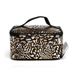 Fashion Gold Leopard Cosmetic Bag Organizer Portable Beauty Makeup