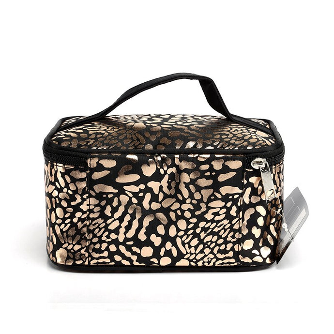 Fashion Gold Leopard Cosmetic Bag Organizer Portable Beauty Makeup