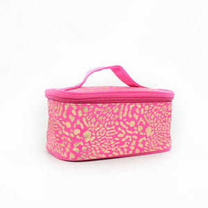 Fashion Gold Leopard Cosmetic Bag Organizer Portable Beauty Makeup