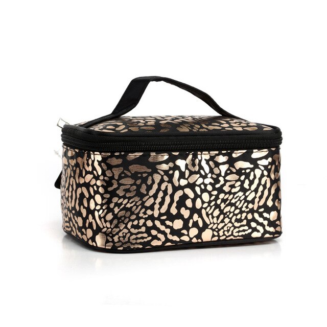 Fashion Gold Leopard Cosmetic Bag Organizer Portable Beauty Makeup