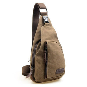 Men's Canvas Unbalance Backpack Shoulder Sling Chest/Hiking Bicycle Bag (Coffee)