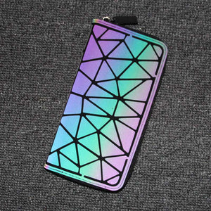 Newest Geometric Wallet Women Long Clutch Wallet Luminous Wallets For Women Standard Zipper Wallets Noctilucent Purse Cards Bag