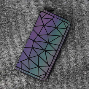 Newest Geometric Wallet Women Long Clutch Wallet Luminous Wallets For Women Standard Zipper Wallets Noctilucent Purse Cards Bag